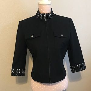 ST.JOHN SPORT black pearl beaded zip up jacket